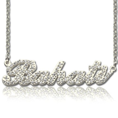 Sterling Silver Full Birthstone Carrie Name Necklace  - Name My Jewellery