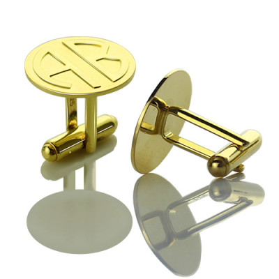 Cufflinks for Men with Block Monogram 18ct Gold Plated - Name My Jewellery