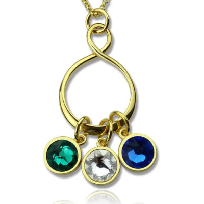 Personalised Family Infinity Necklace with Birthstones 18ct Gold Plate  - Name My Jewellery