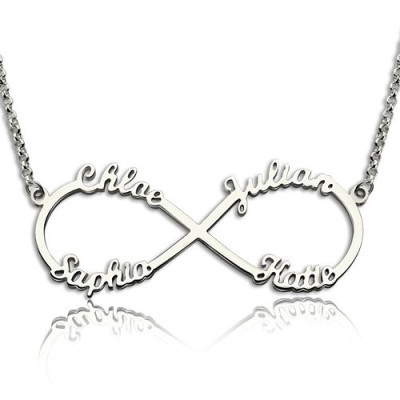 Sterling Silver Infinity Symbol Necklace 4 Names - Name My Jewellery