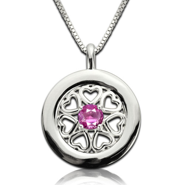 Birthstone Hearts All Around Pendant Necklace Sterling Silver  - Name My Jewellery