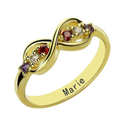 18ct Gold Plated Infinity Promise Rings with Birthstone  - Name My Jewellery