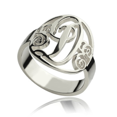 Personalised Rings Monogram Initial Sterling Silver - Name My Jewellery