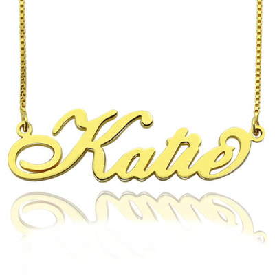Personalised Necklace Nameplate Carrie in 18ct Gold Plated - Name My Jewellery