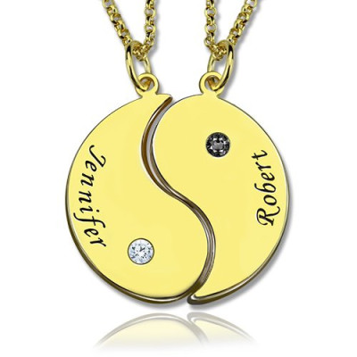 Yin Yang Necklaces Set for Couples or Friend 18ct Gold Plated - Name My Jewellery
