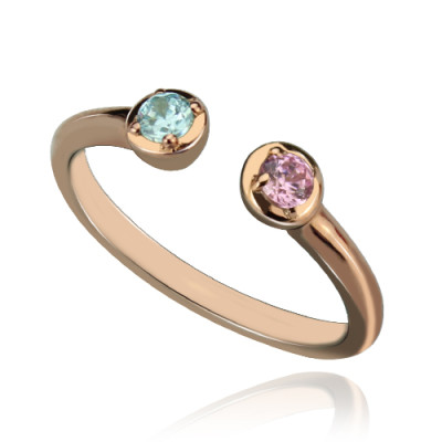 Dual Birthstone Ring 18ct Rose Gold Plated Silver  - Name My Jewellery