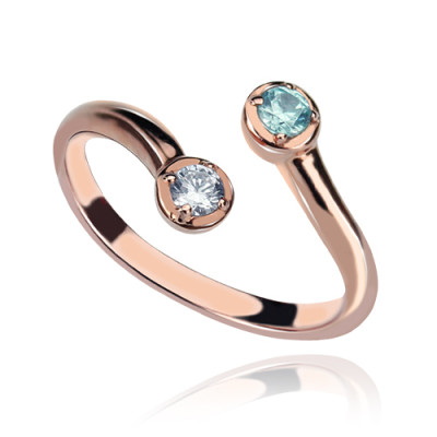 Dual Drops Birthstone Ring 18ct Rose Gold Plated  - Name My Jewellery