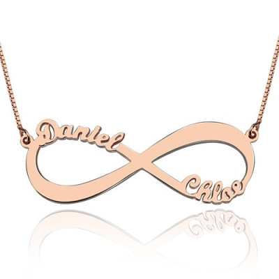 18ct Rose Gold Plated Double Name Infinity Necklace - Name My Jewellery