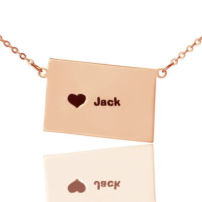 Custom Colorado State Shaped Necklaces With Heart  Name Rose Gold - Name My Jewellery