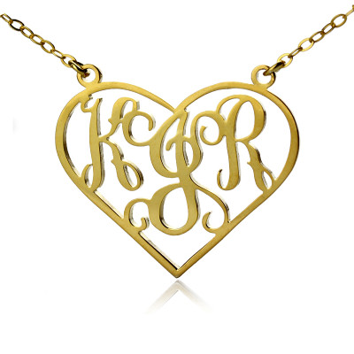 Solid Gold Initial Monogram Personalised Heart Necklace - Name My Jewellery