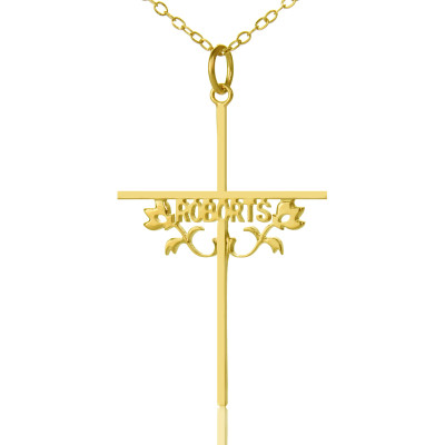 Gold Plated 952 Silver Cross Name Necklaces with Rose - Name My Jewellery