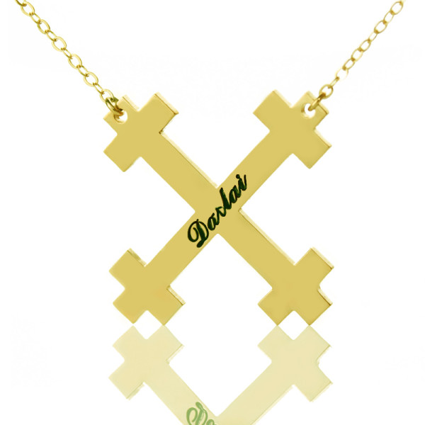 Gold Plated Silver Julian Cross Name Necklaces Troubadour Cross - Name My Jewellery