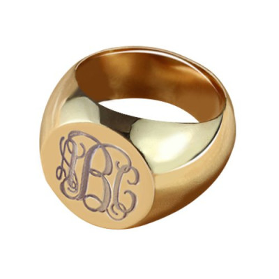 CIrcle Designs Signet Monogram Initial Ring Rose Gold - Name My Jewellery