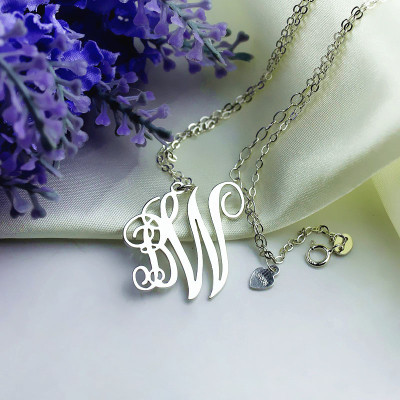 Personalised 2 Initial Monogram Necklace Sterling Silver - Name My Jewellery