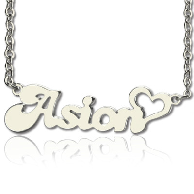 Custom BANANA Font Heart Shape Name Necklace White Gold  18ct - Name My Jewellery