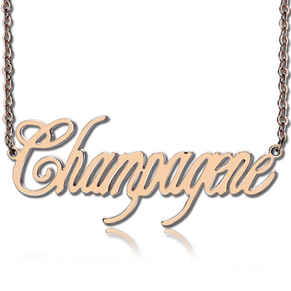 Solid Rose Gold Personalised Champagne Font Name Necklace - Name My Jewellery