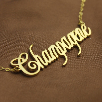Solid Gold Personalised Champagne Font Name Necklace - Name My Jewellery