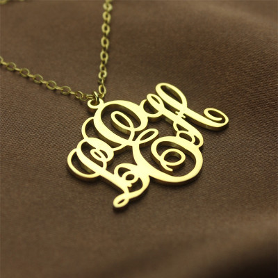 Personalised Vine Font Initial Monogram Necklace 18ct Gold Plated - Name My Jewellery