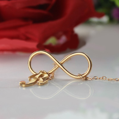 Rose Gold Plated Infinity Initial Necklace - Name My Jewellery