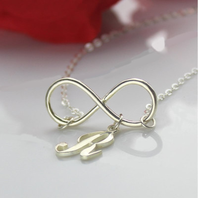 Infinity Necklaces with Initial Letter Charm Silver - Name My Jewellery