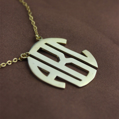 Solid Gold 18ct Initial Block Monogram Pendant Necklace - Name My Jewellery