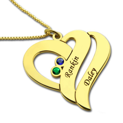 Two Hearts Forever One Love Necklace 18ct Gold Plated - Name My Jewellery
