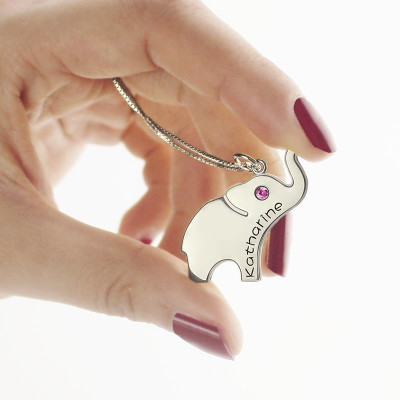 Good Luck Gifts - Elephant Necklace Engraved Name - Name My Jewellery