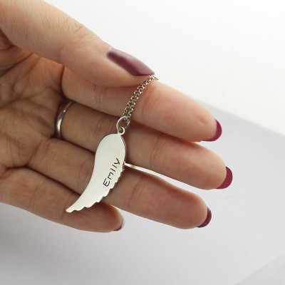 Custom Cute His and Her Angel Wings Necklaces Set Silver - Name My Jewellery