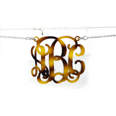 Tortoise Acrylic Monogram Necklace - Name My Jewellery