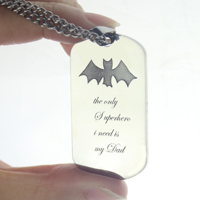 Man's Dog Tag Bat Name Necklace - Name My Jewellery