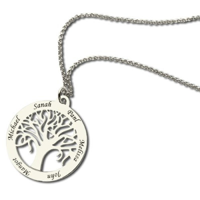 Tree Of Life Necklace Engraved Names in Silver - Name My Jewellery