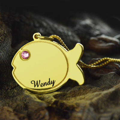 Kids Fish Name Necklace 18ct Gold Plated - Name My Jewellery
