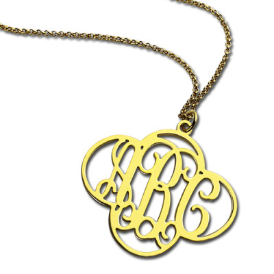 Personalised Cut Out Clover Monogram Necklace 18ct Gold Plated - Name My Jewellery