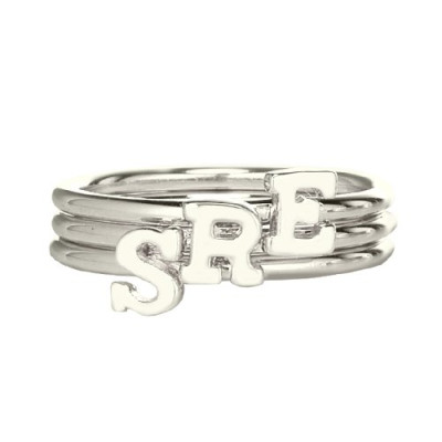 Personalised Women's Midi Initial Ring Sterling Silver - Name My Jewellery