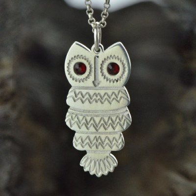 Cute Birthstone Owl Name Necklace for Girls  - Name My Jewellery