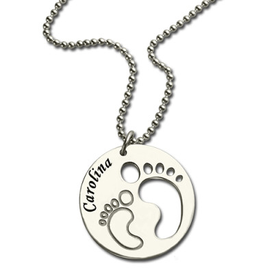 Baby Footprint Name Pendant Sterling Silver - Name My Jewellery