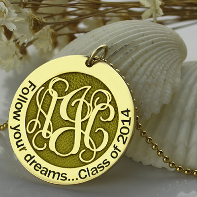 Follow Your Dreams Disc Monogram Necklace 18ct Gold Plated - Name My Jewellery
