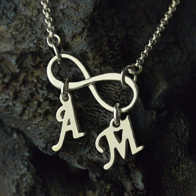 Personalised Infinity Necklace Double Initials Sterling Silver - Name My Jewellery