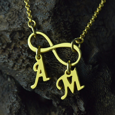 Infinity Pendant Double Initial 18ct Gold Plated - Name My Jewellery