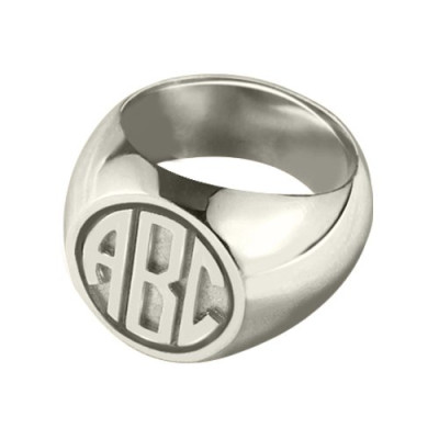 Personalised Signet Ring with Block Monogram Sterling Silver - Name My Jewellery