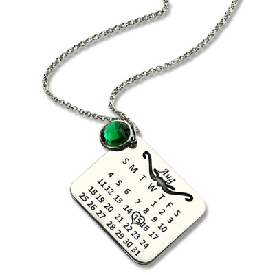 Birthstone Birthday Calendar Necklace Gifts Sterling Silver  - Name My Jewellery
