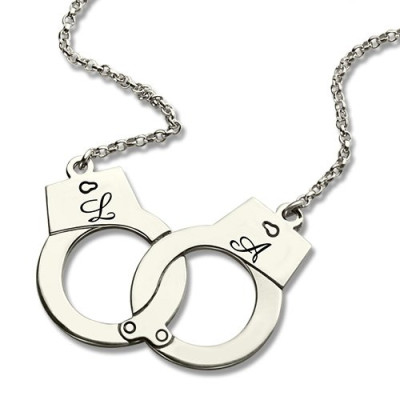 Handcuff Necklace For Couple Sterling Silver - Name My Jewellery