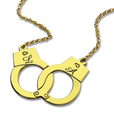 Personalised Handcuff Necklace 18ct Gold Plated - Name My Jewellery