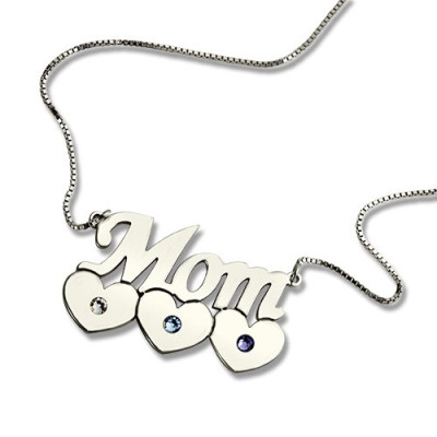 Mother Necklace With Children Birthstone Silver  - Name My Jewellery