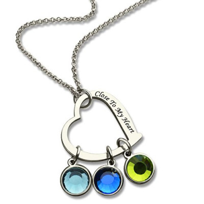 Open Heart Promise Phrase Necklace with Birthstone  - Name My Jewellery