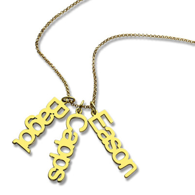Customised Vertical Multiable Names Necklace 18ct Gold Plated - Name My Jewellery