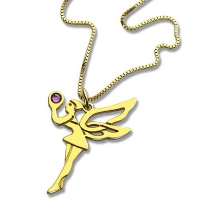 Fairy Birthstone Necklace for Girlfriend 18ct Gold Plated Silver 925  - Name My Jewellery