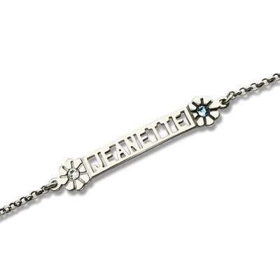 Personalised ID Birthstone Name Bracelet For Teens  - Name My Jewellery