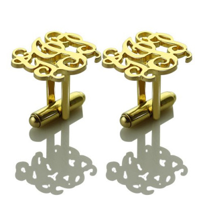 Monogrammed Cuff links Cut Out Initials 18ct Gold Plated - Name My Jewellery