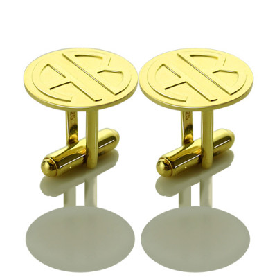 Cufflinks for Men with Block Monogram 18ct Gold Plated - Name My Jewellery